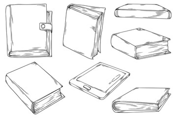 Books Hand drawn Line Sketch Illustration Bundle
