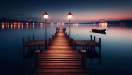 Fototapeta premium Wooden pier at sunset