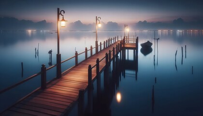 Fototapeta premium Wooden pier at sunset