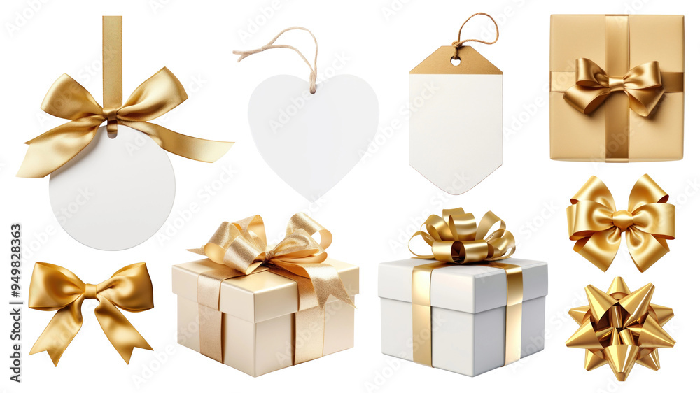 Wall mural PNG gold gift box element set, transparent background