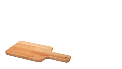 Closeup of wooden cutting board on copy-space background.