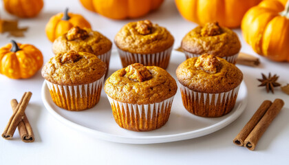 Pumpkin Spice Muffins with Cinnamon Sticks and Star Anise