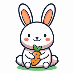 Obraz premium Cute Rabbit eating Carrot vector illustration 