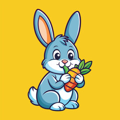 Fototapeta premium Cute Rabbit eating Carrot vector illustration 