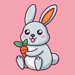Obraz premium Cute Rabbit eating Carrot vector illustration 