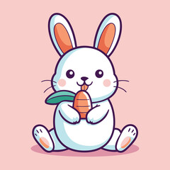 Fototapeta premium Cute Rabbit eating Carrot vector illustration 