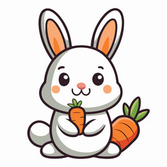 Obraz premium Cute Rabbit eating Carrot vector illustration 