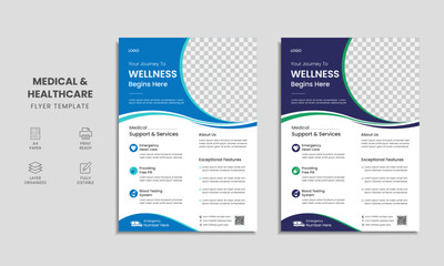 Medical healthcare flyer template design, brochure, poster, leaflet for medical