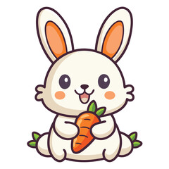 Fototapeta premium Cute Rabbit eating Carrot vector illustration 