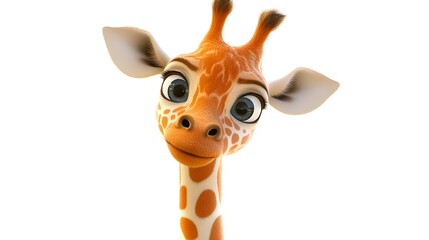 Obraz premium Cute Animated Giraffe Character with Playful Expression and Vibrant Colors