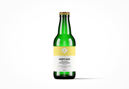 Green Glass Heritage Beer Bottle Mockup