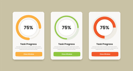 Modern circular progress graph popup ui element design for mobile and web application
