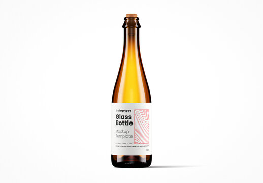 Light Amber Commander Style Glass Bottle Mockup