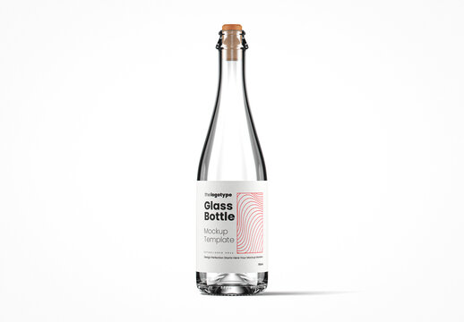Clear Glass Commander Style Glass Bottle Mockup