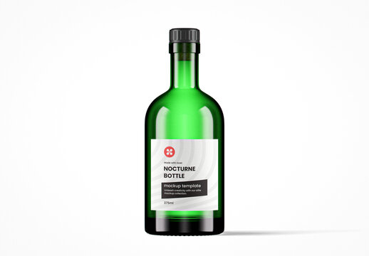 Green Glass Nocturne Bottle Mockup
