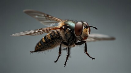 Fototapeta premium close-up of a fly flying in a room