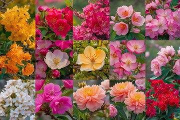 Fototapeta premium Vibrant Panoramic View of Flower Blossoms and Seasonal Beauty in Nature's Colorful Palette