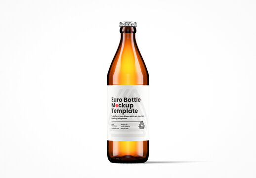 Light Amber Euro Bottle Mockup