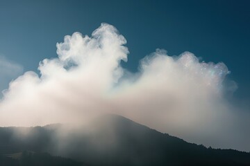 Fototapeta premium Mystical Haze and Drift Fog: Enchanting White Cloud Vapor with Delicate Shimmering Essence