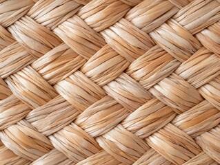 Discover the intricate details of a woven basket texture, captured in a stunning macro shot using handcrafted materials.