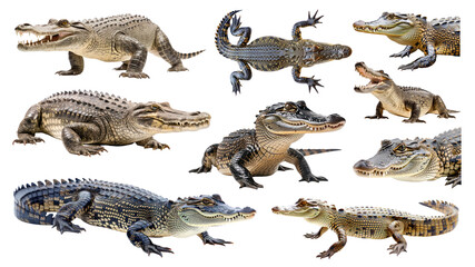 PNG crocodile element set, transparent background