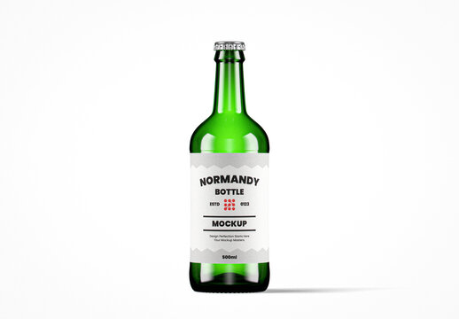 Green Glass Normandy Bottle Mockup