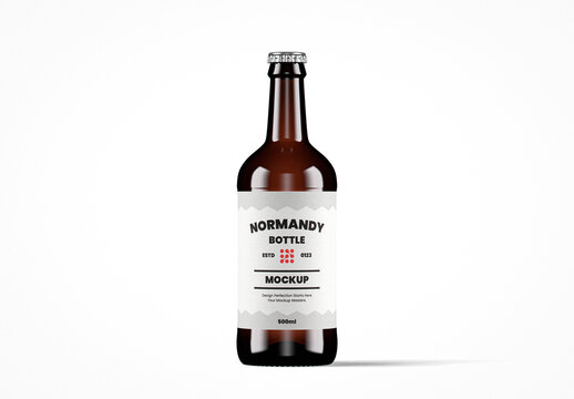 Dark Amber Glass Normandy Bottle Mockup