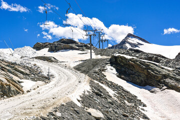 Empty ski lift in Zermatt,  Swiss Alps in Summer.