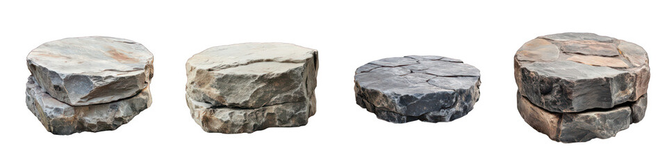 stone podium for product placement isolated on transparent background