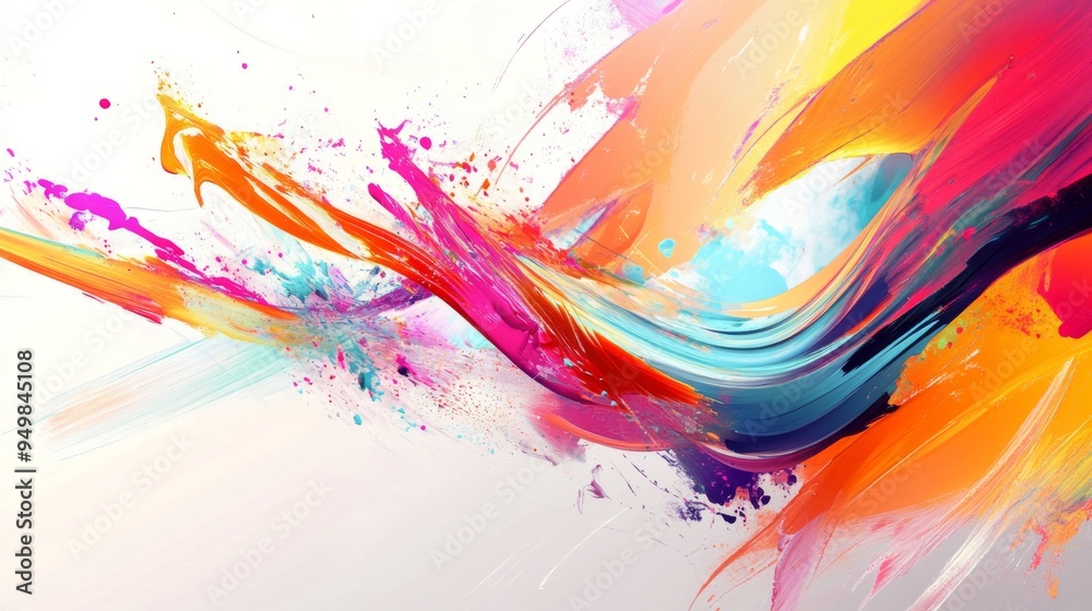 Aufkleber A bright and energetic abstract background with splashes of color and dynamic shapes, designed to evoke creativity and inspiration.