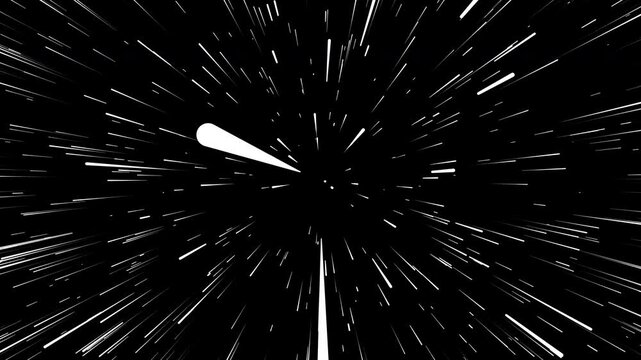 Flying through infinite space of parallel particle tracks. Abstract animation.