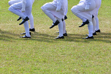 Fototapeta premium Indonesian women's flag ceremony troop feet