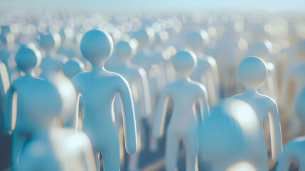 White stick figures are showing the Human resource management and recruitment business concept. One stick figure ist standing in epicenter