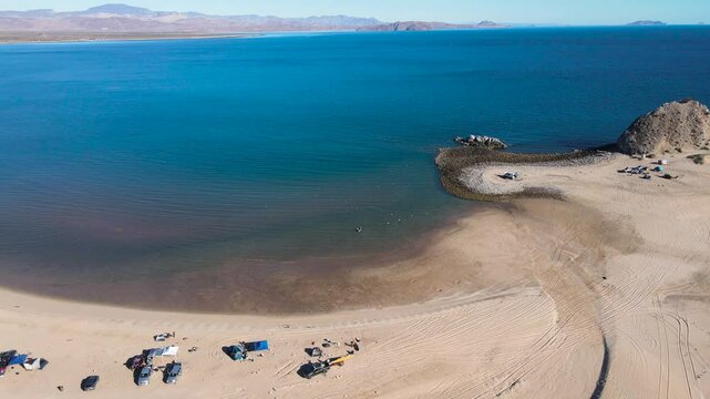 Aerial reveal shot of Punta Final coastline, Baja California