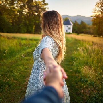 girlfriend holding my hand, AI generated