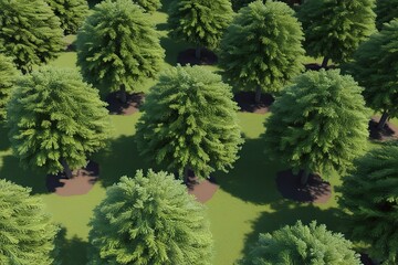 Fototapeta premium 3D Visualization of Laurelia Sempervirens Trees Over Clear Background from Aerial Perspective