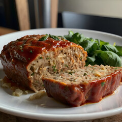 Homemade meatloaf with tomato sauce and parmesan cheese