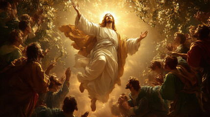 Ascension of Jesus Christ. AI generative.
