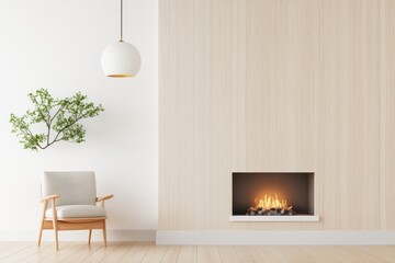 Modern Scandinavian Living Room with Cozy Seating and Minimalistic Fireplace Design