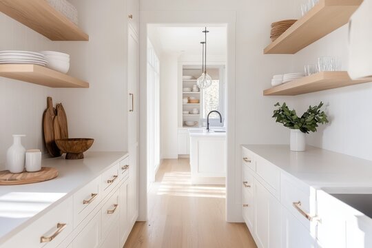 Modern Scandinavian Butler's Pantry with Wood Accents and Minimalistic Design
