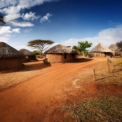 Fototapeta premium African village, AI generated