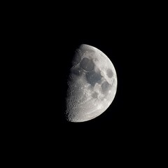 First quarter half moon, AI generated - obrazy, fototapety, plakaty