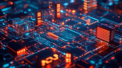 Obraz premium Edge Computing, explore the benefits and challenges of edge computing in enhancing real - time data processing and reducing latency