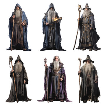 PNG wizard element set, transparent background