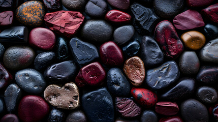 Naklejka premium Wall Covered Lots Different Colored Stones