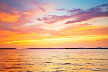 Obraz premium Stunning Sunset Over Calm Water - Horizon View