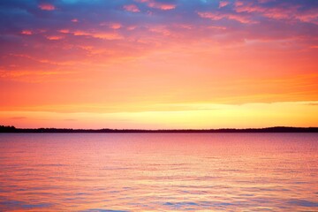 Obraz premium Stunning Sunset Over Calm Lake Water