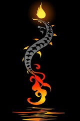 Obraz premium Fire Dragon Rising From Water