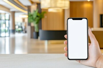Reception staff guiding guests through a mobile app download, highlighting exclusive in-app offers, tech-driven hospitality marketing