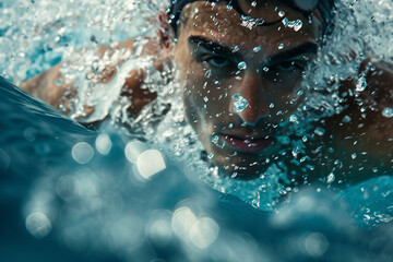 Fototapeta premium Delightful underwater exploration, people swimming snorkeling diving, Generative AI